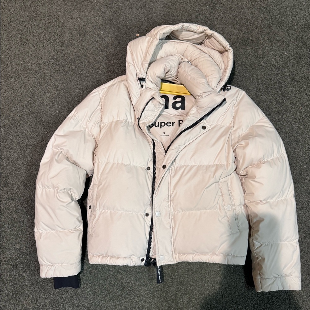 Aritzia matte pearl puffer jacket with hood